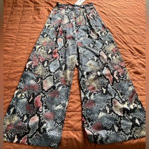 Snake print wide leg pants